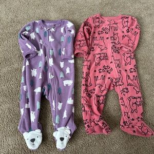 Two Carter’s 3-6 Month Fleece Sleepers
